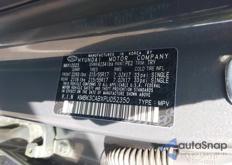 2023 Hyundai Kona Sel from USA, damaged, VIN KM8K3CABXPU052350
